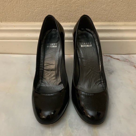 Stuart weitzman black patent leather pump size 7 black heel black pump - Picture 5 of 12